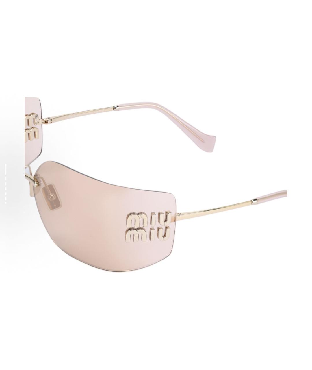 MIU MIU Розовые металлические солнцезащитные очки, фото 5
