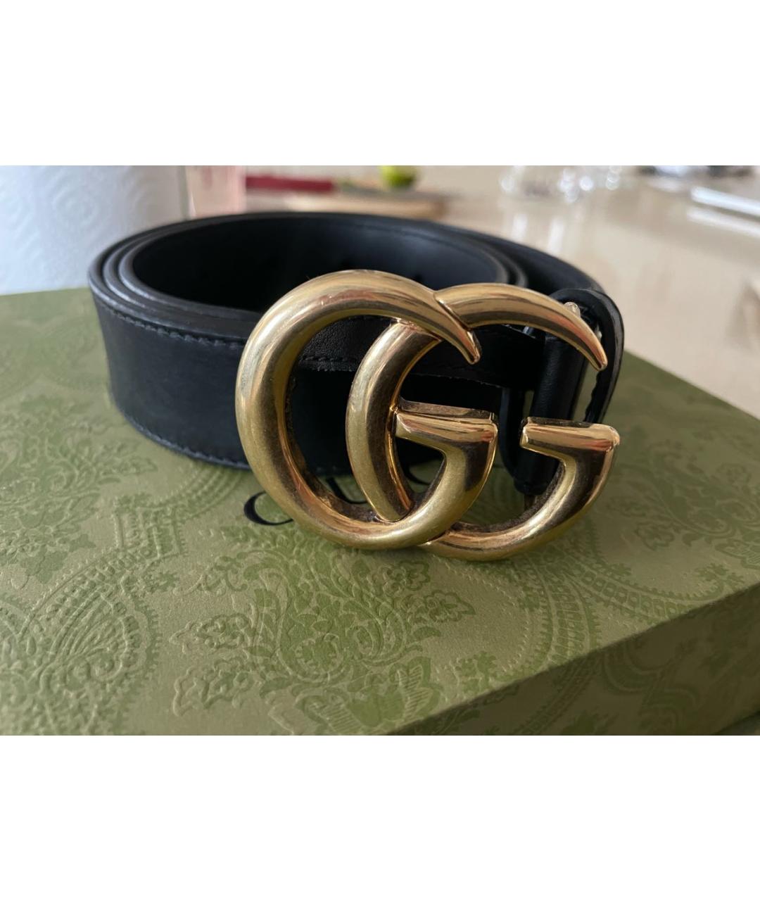GUCCI Черный кожаный ремень, фото 2