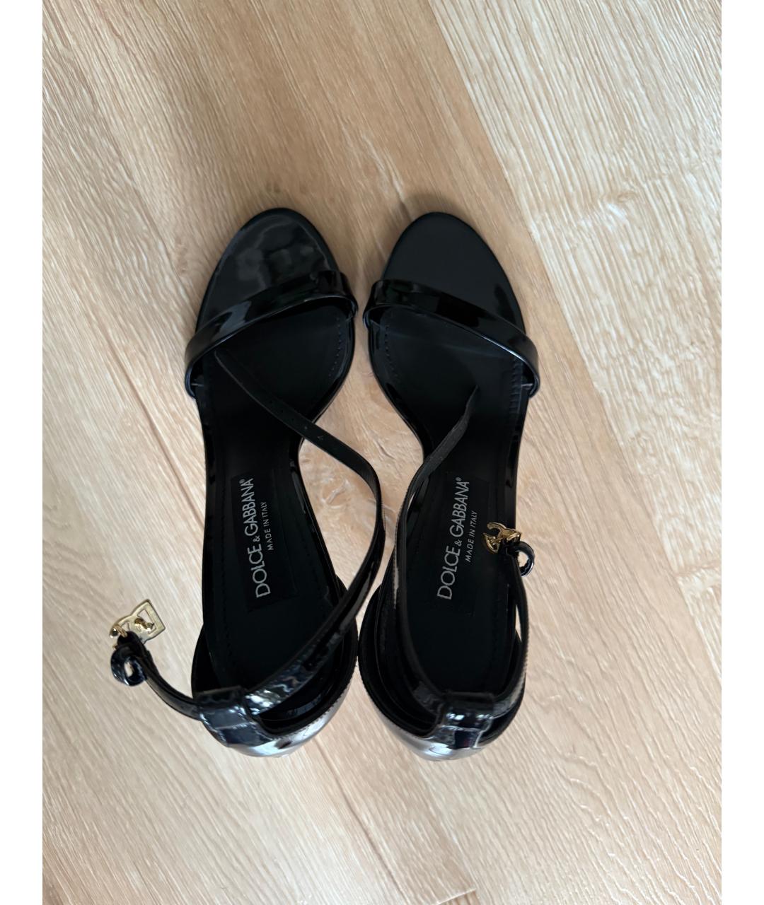 DOLCE&GABBANA Черные кожаные босоножки, фото 3