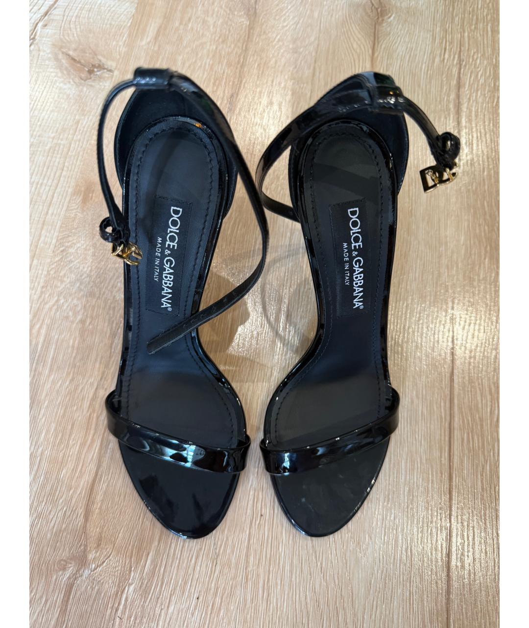 DOLCE&GABBANA Черные кожаные босоножки, фото 2