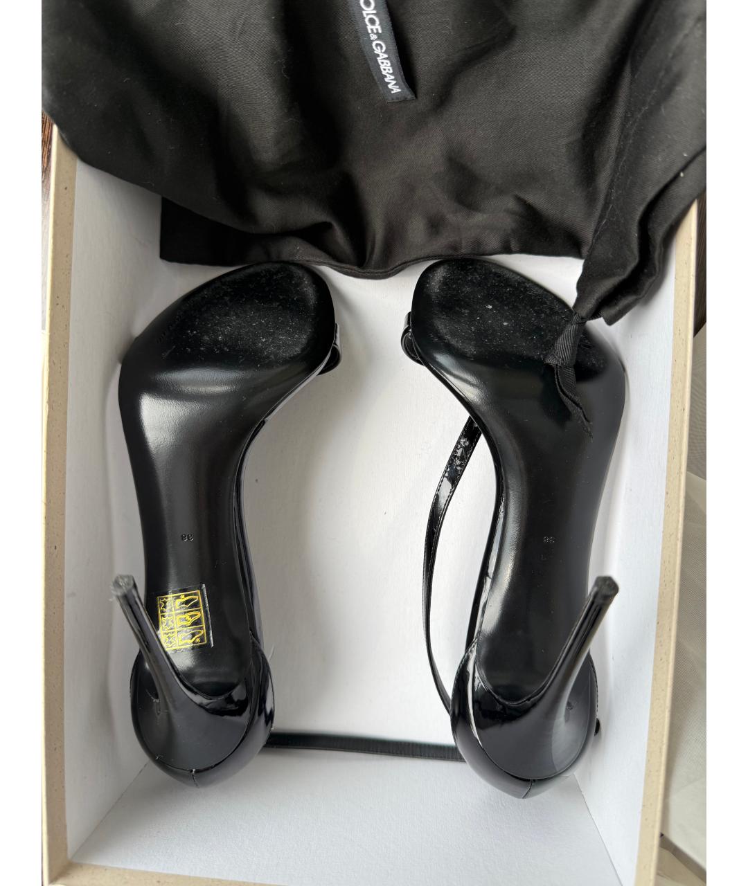 DOLCE&GABBANA Черные кожаные босоножки, фото 5