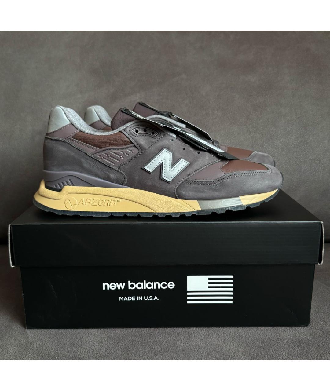 NEW BALANCE Бордовые кожаные низкие кроссовки / кеды, фото 4