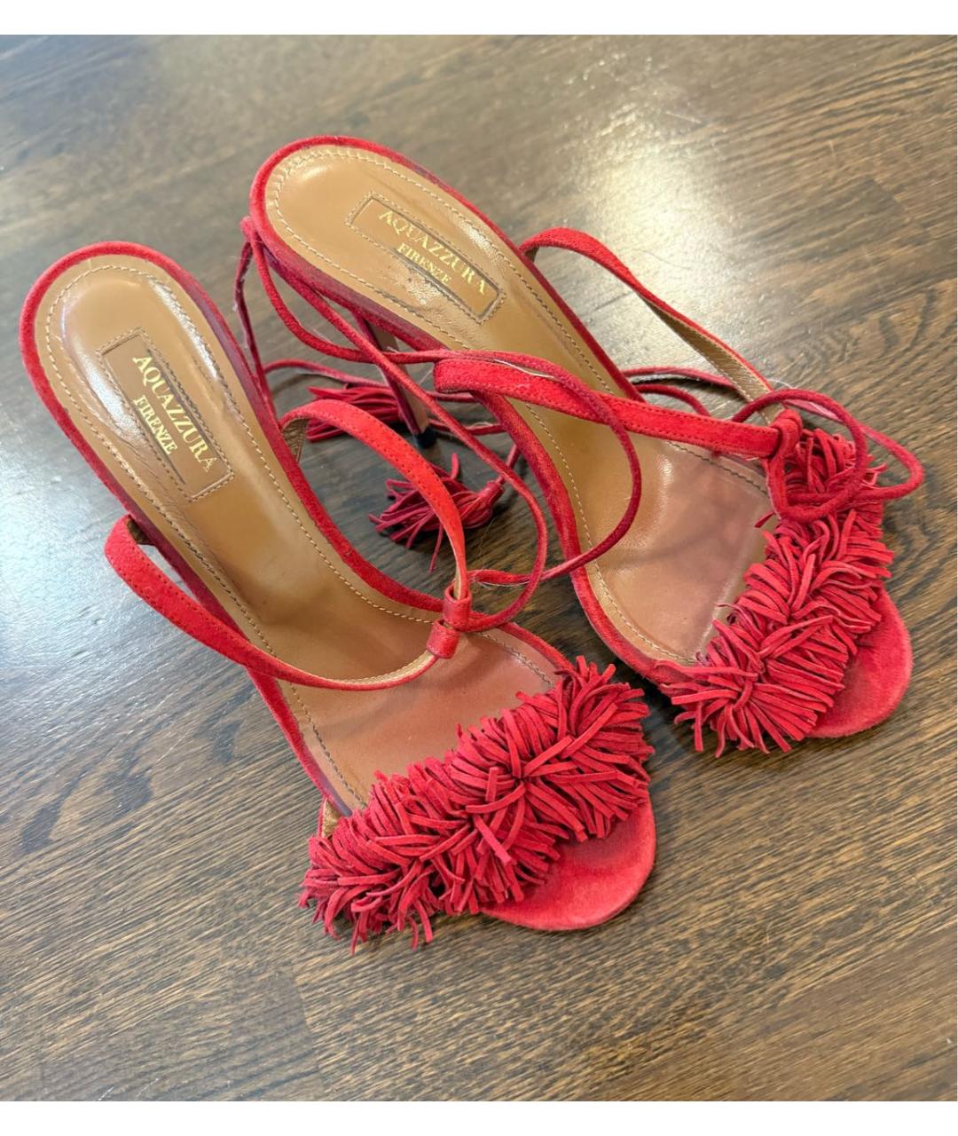 AQUAZZURA Красные замшевые босоножки, фото 2