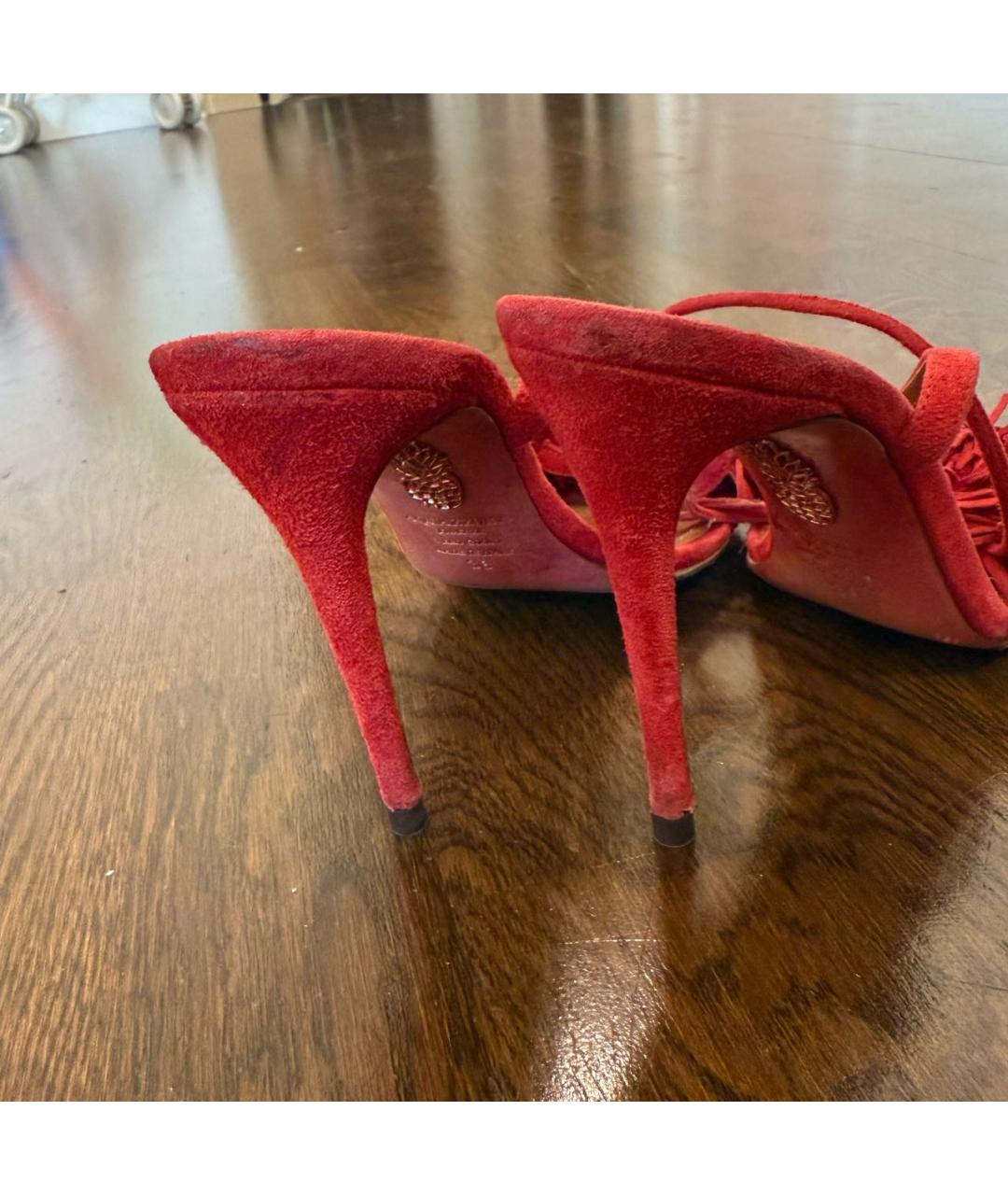 AQUAZZURA Красные замшевые босоножки, фото 4