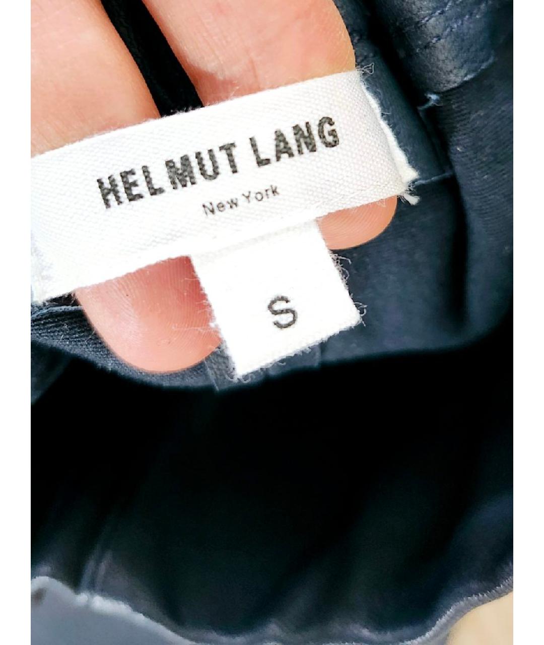 HELMUT LANG Темно-синие кожаные брюки узкие, фото 3