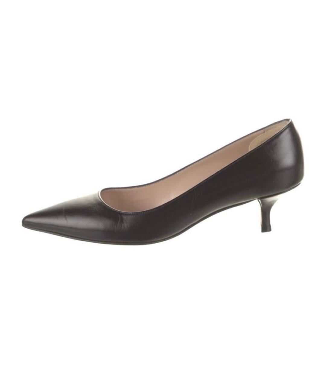STUART WEITZMAN Черные кожаные лодочки на низком каблуке, фото 7