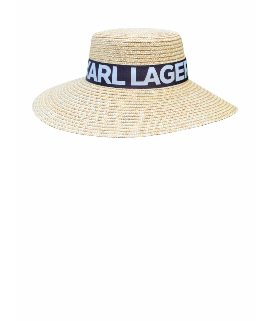 KARL LAGERFELD Бежевая соломенная шляпа, фото 1