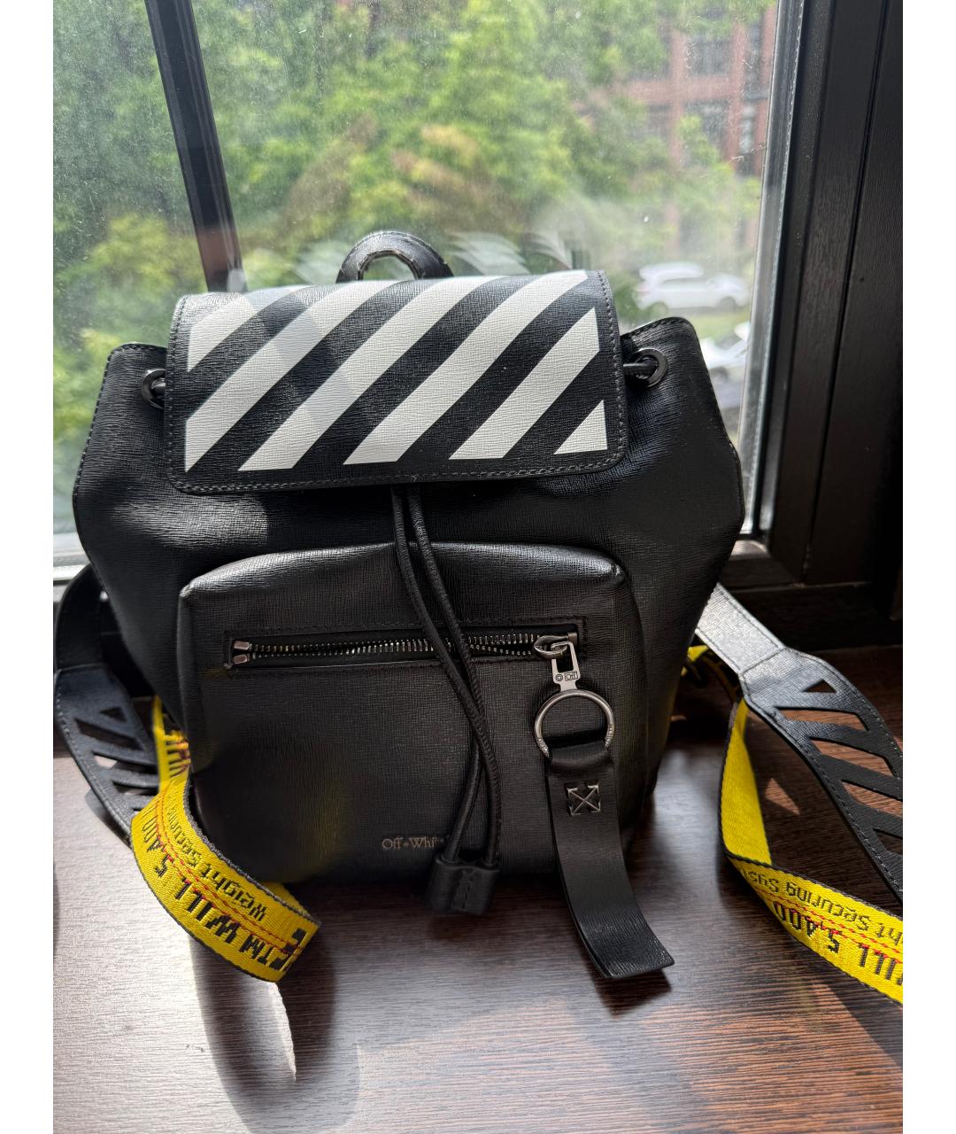 OFF-WHITE Черный кожаный рюкзак, фото 6