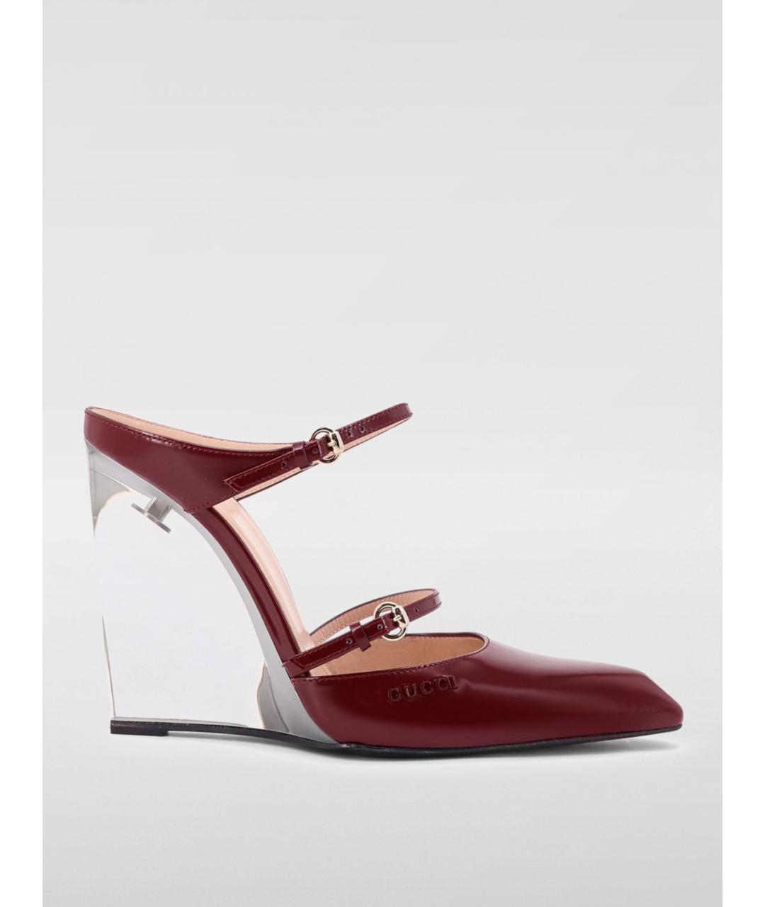 GUCCI Бордовые кожаные мюли, фото 4