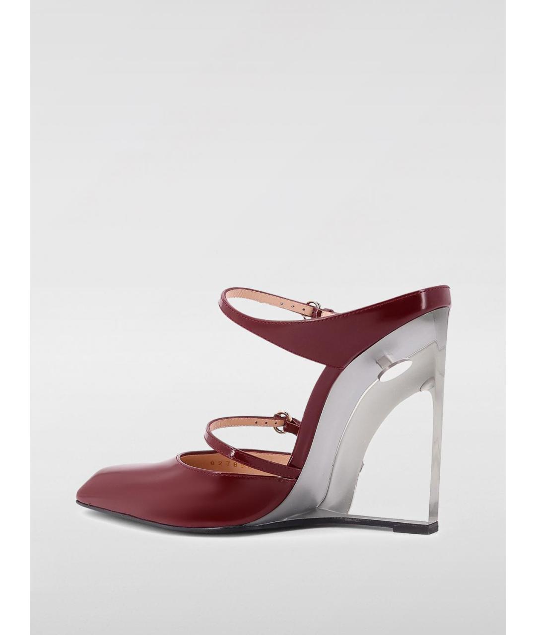 GUCCI Бордовые кожаные мюли, фото 3