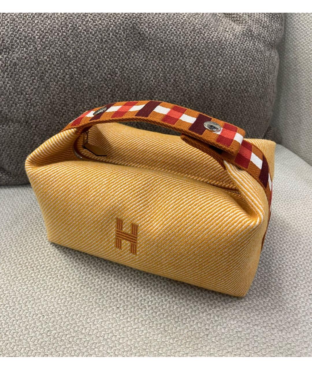HERMES Горчичная шерстяная пляжная сумка, фото 3