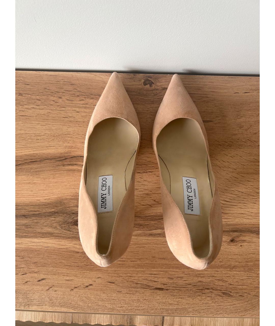JIMMY CHOO Бежевые замшевые туфли, фото 4