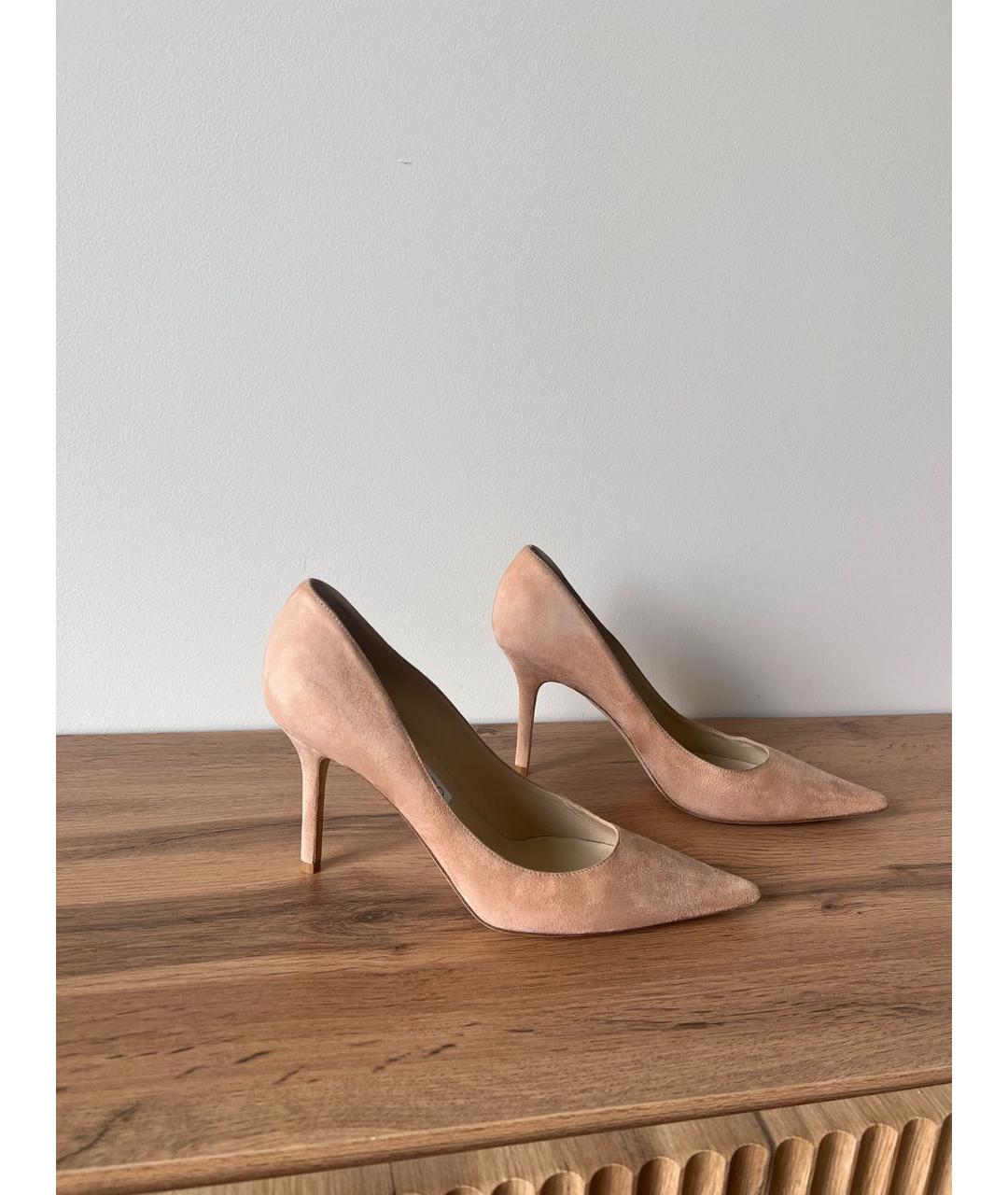 JIMMY CHOO Бежевые замшевые туфли, фото 6