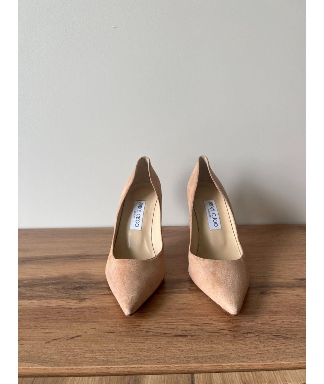 JIMMY CHOO Бежевые замшевые туфли, фото 3