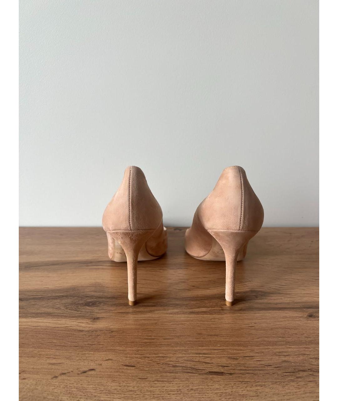 JIMMY CHOO Бежевые замшевые туфли, фото 5