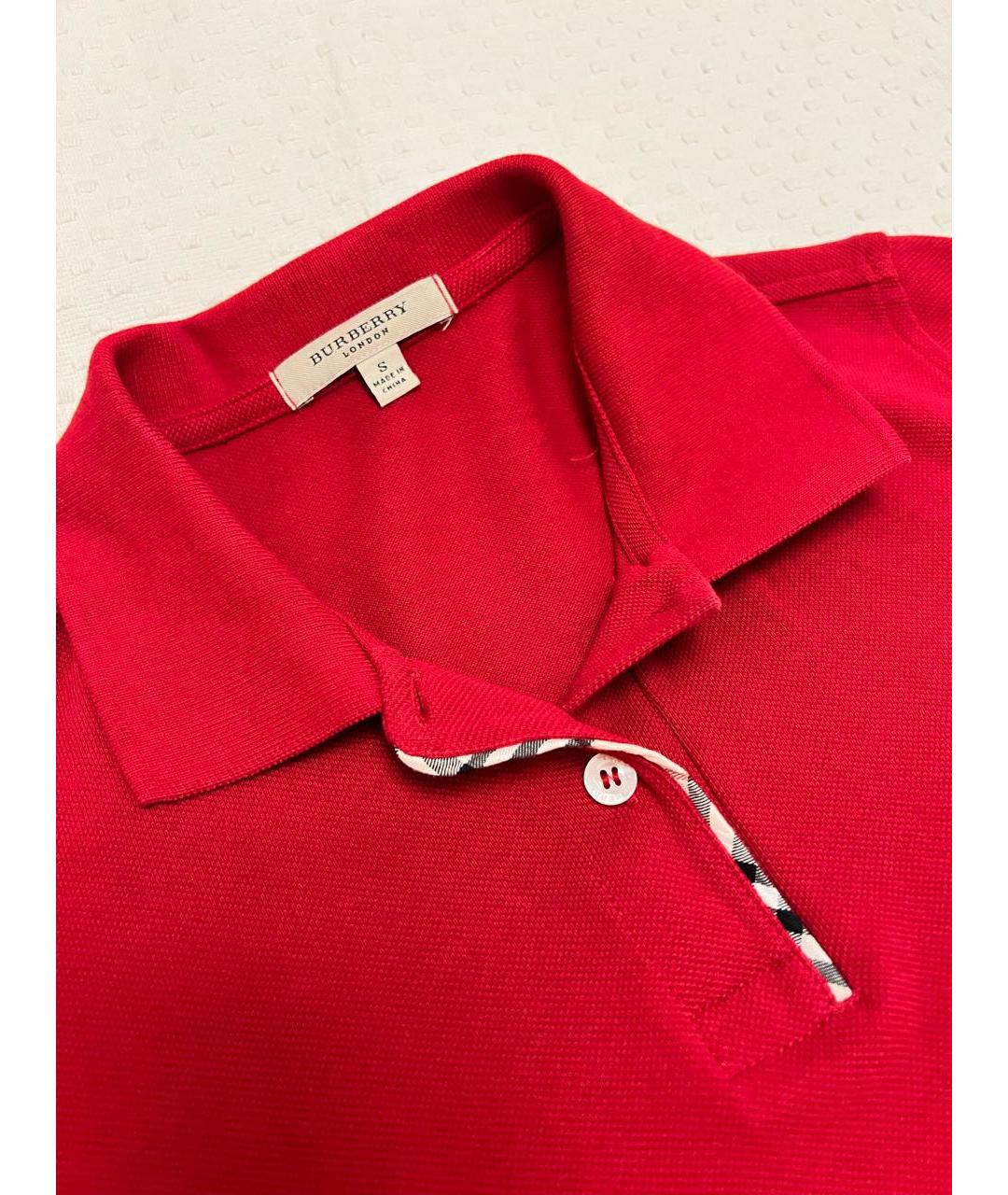 BURBERRY Красная хлопковая футболка, фото 3