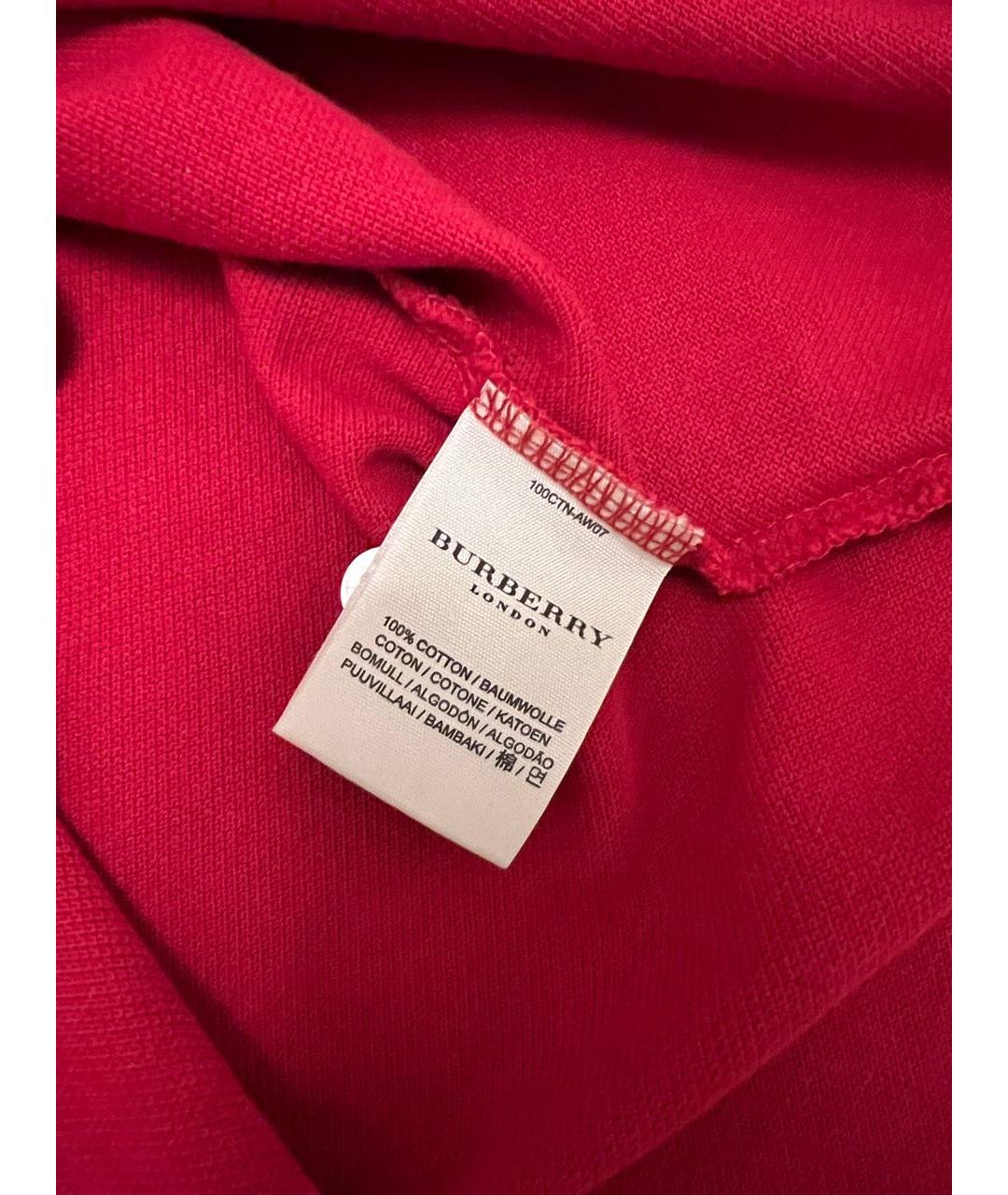 BURBERRY Красная хлопковая футболка, фото 5