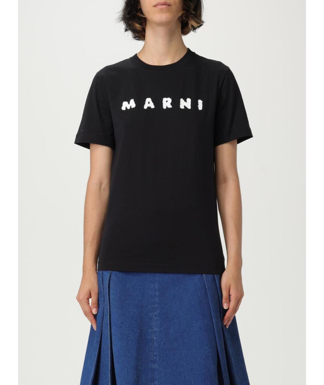 MARNI Черная хлопковая футболка, фото 2