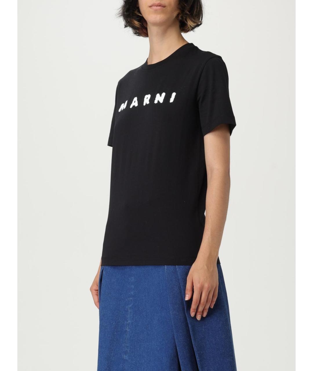 MARNI Черная хлопковая футболка, фото 5