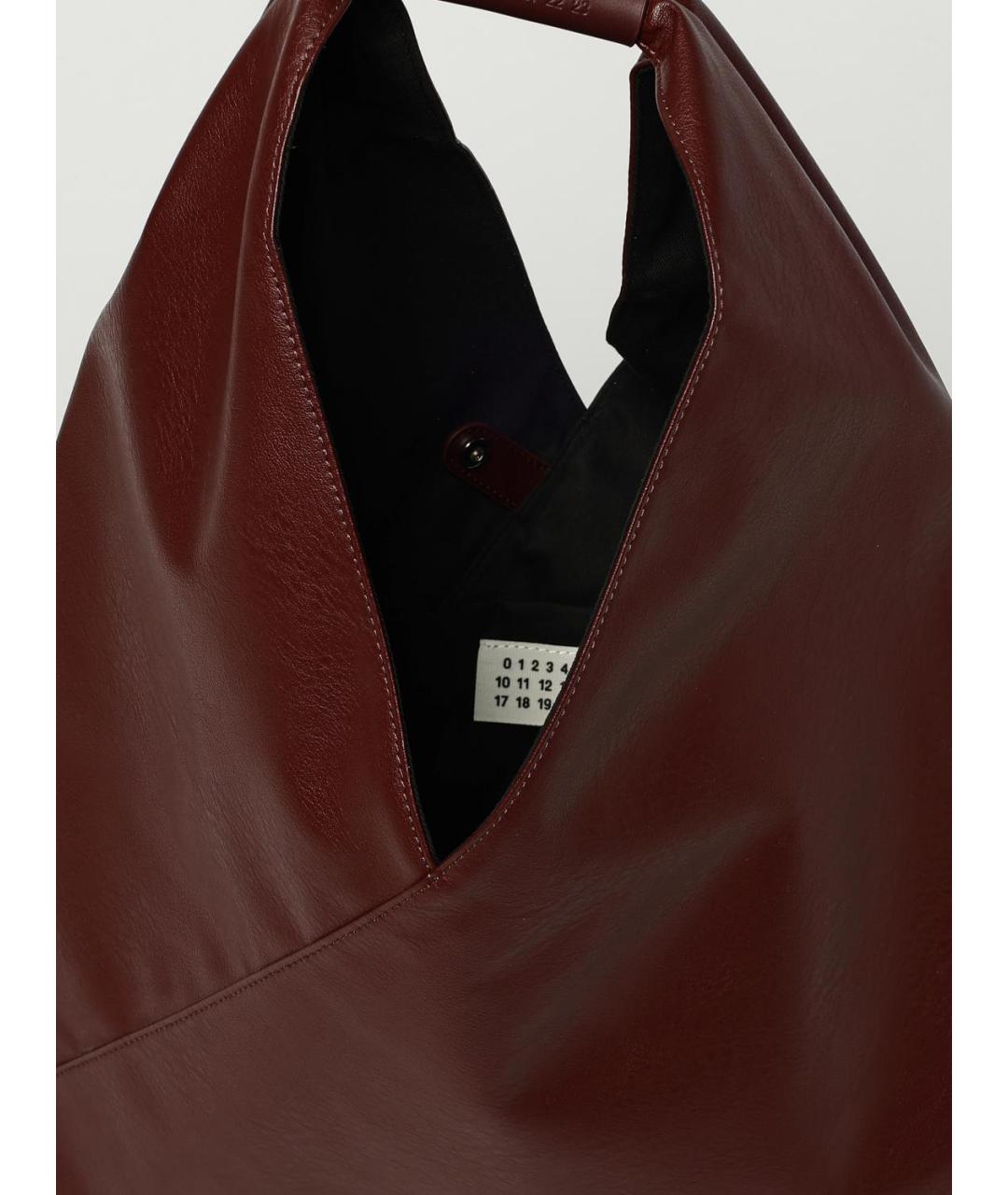 MM6 MAISON MARGIELA Бордовая кожаная сумка через плечо, фото 5
