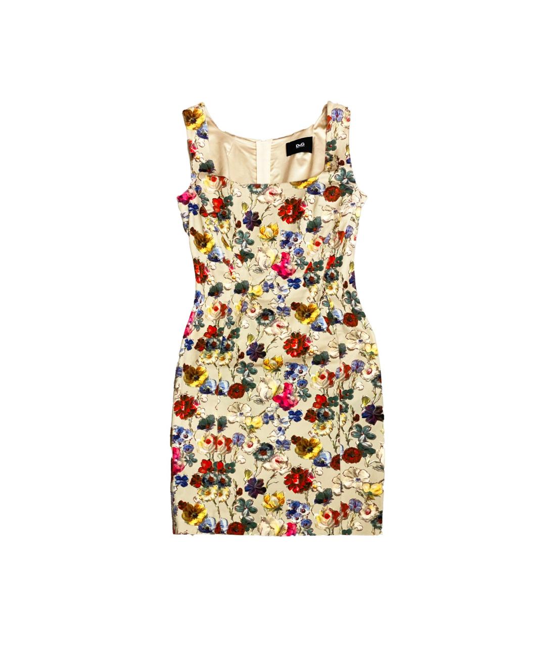 DOLCE&GABBANA Бежевое шелковое коктейльное платье, фото 8