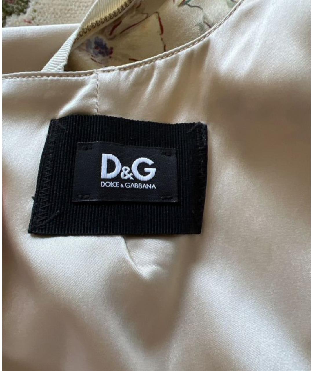 DOLCE&GABBANA Бежевое шелковое коктейльное платье, фото 3