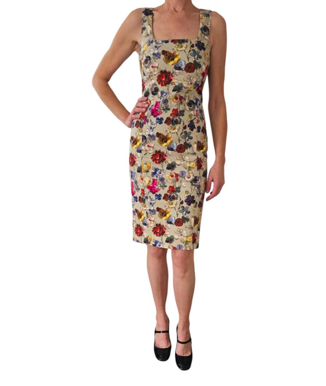 DOLCE&GABBANA Бежевое шелковое коктейльное платье, фото 7