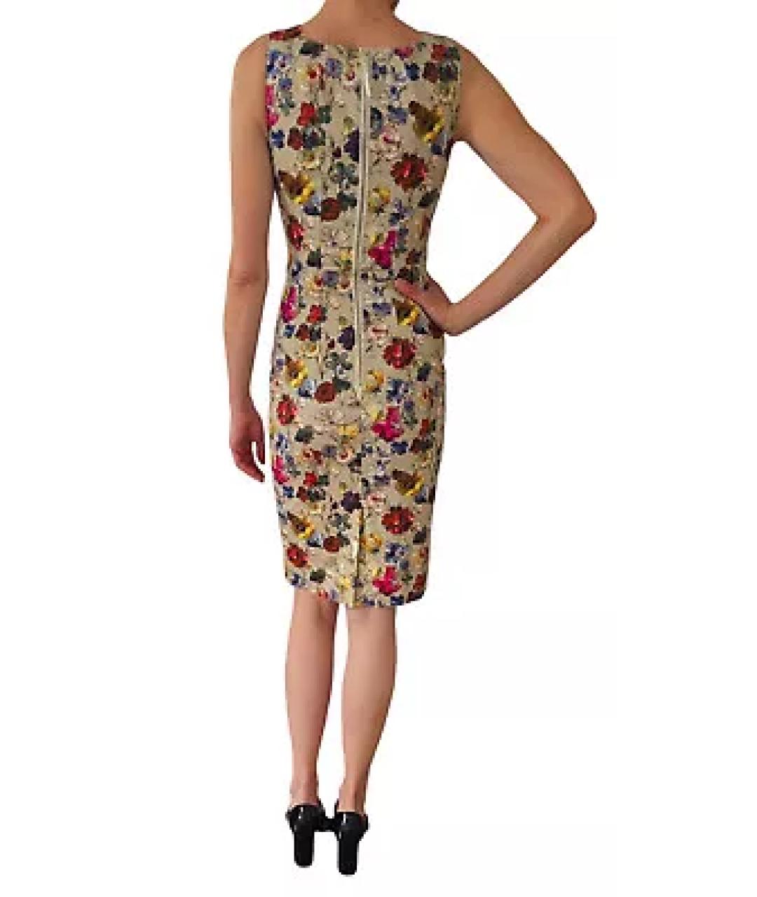 DOLCE&GABBANA Бежевое шелковое коктейльное платье, фото 6