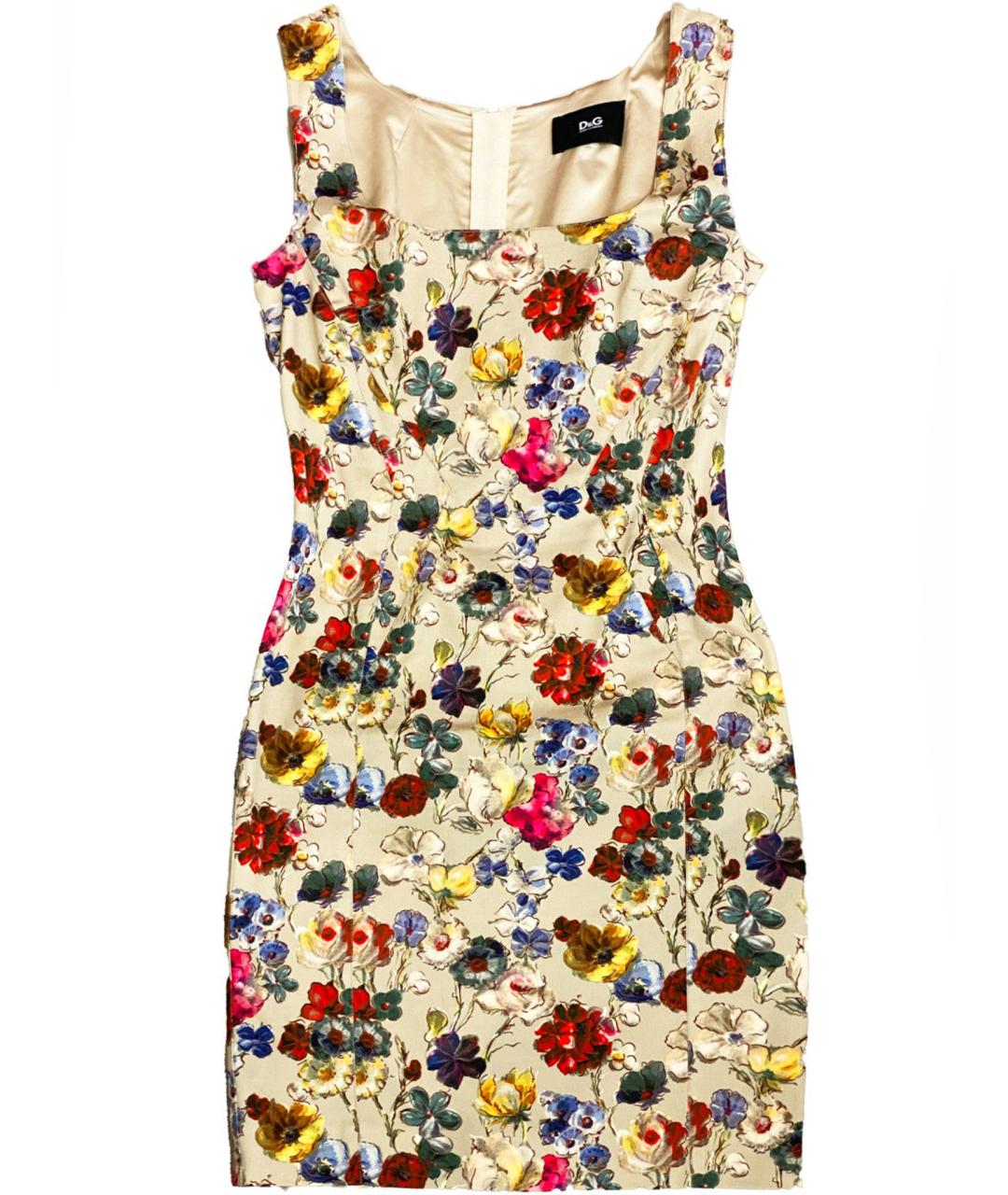 DOLCE&GABBANA Бежевое шелковое коктейльное платье, фото 1