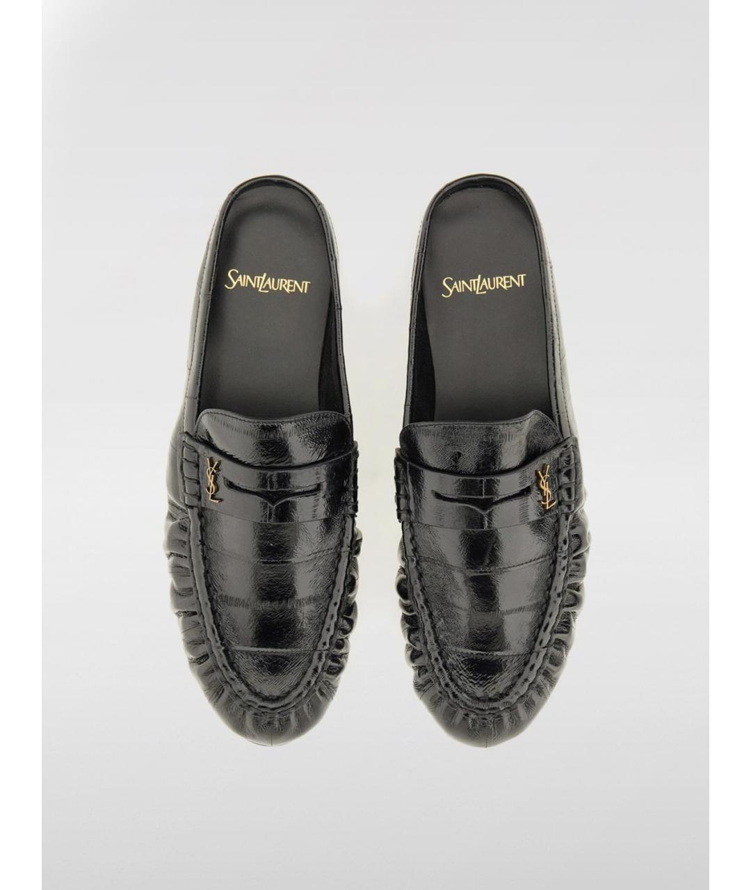 SAINT LAURENT Черные кожаные мюли, фото 4