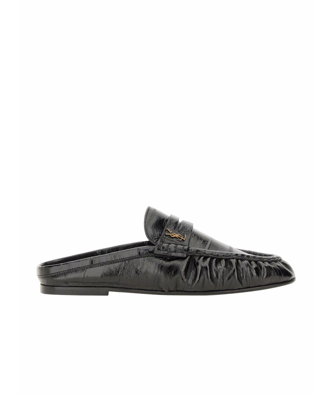 SAINT LAURENT Черные кожаные мюли, фото 1