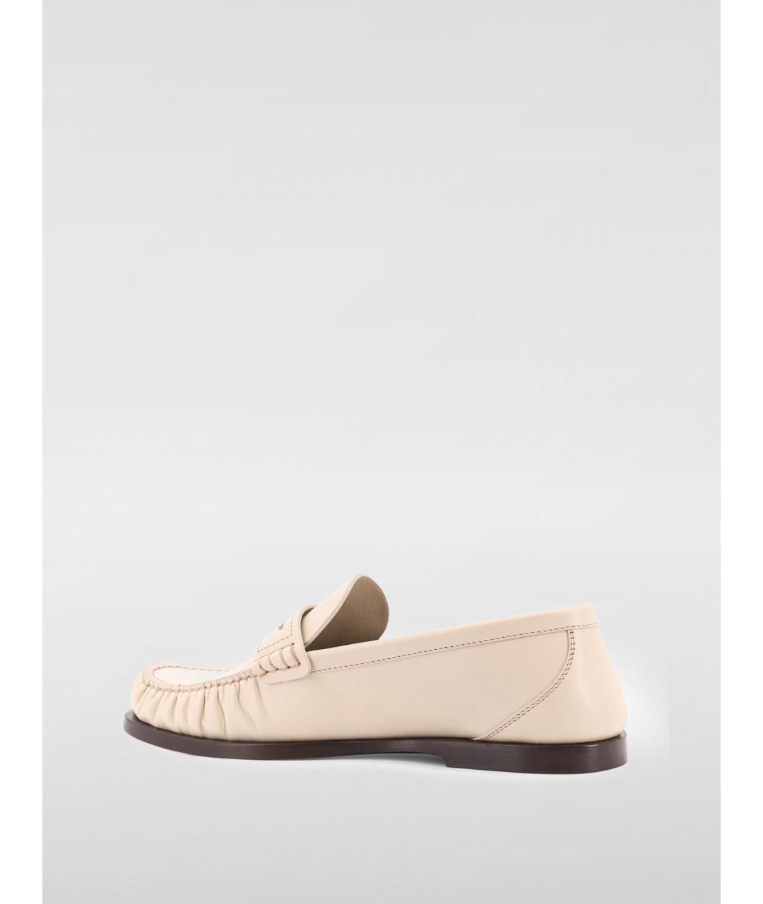 SAINT LAURENT Бежевые кожаные лоферы, фото 3