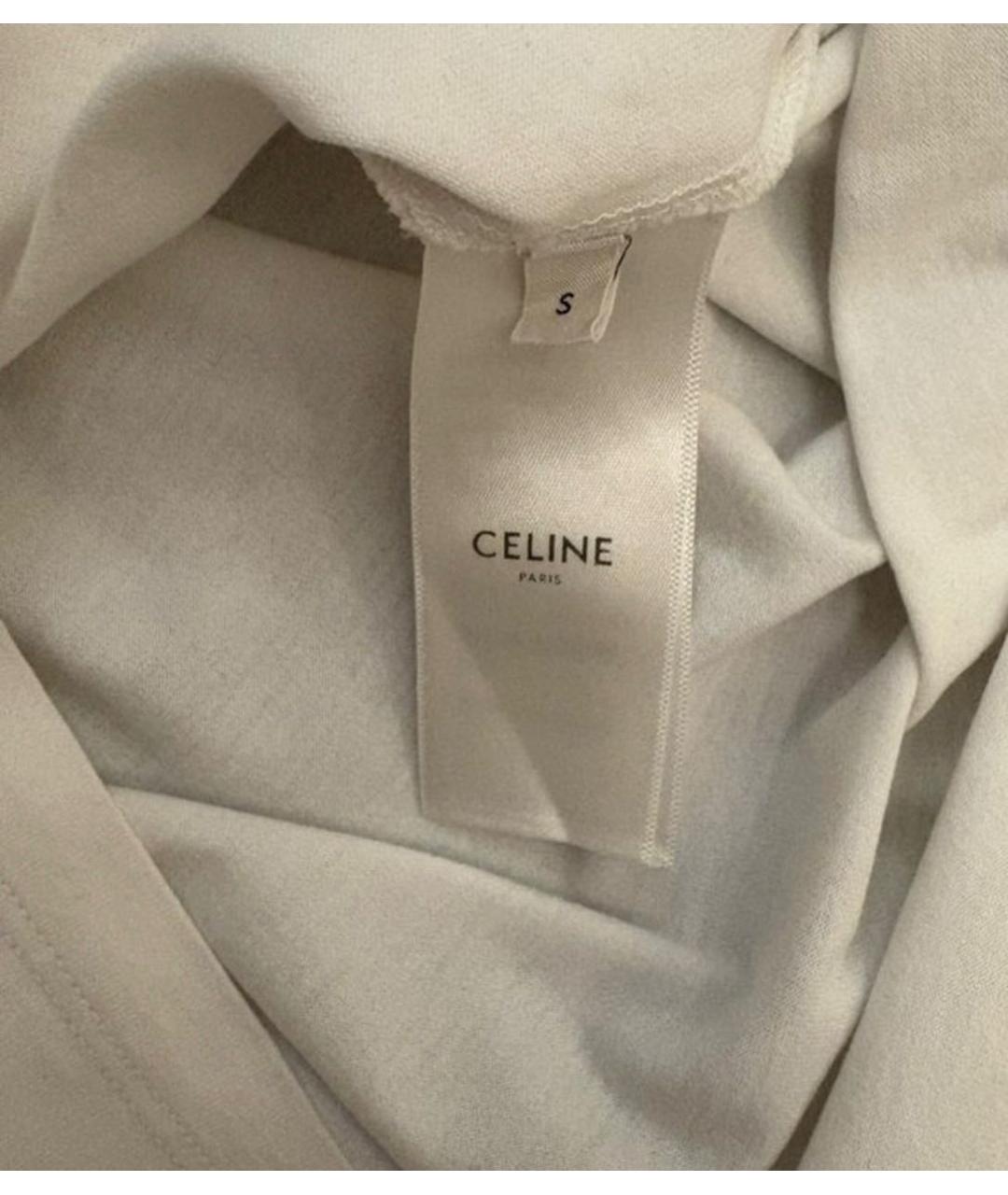 CELINE Белая хлопковая футболка, фото 3
