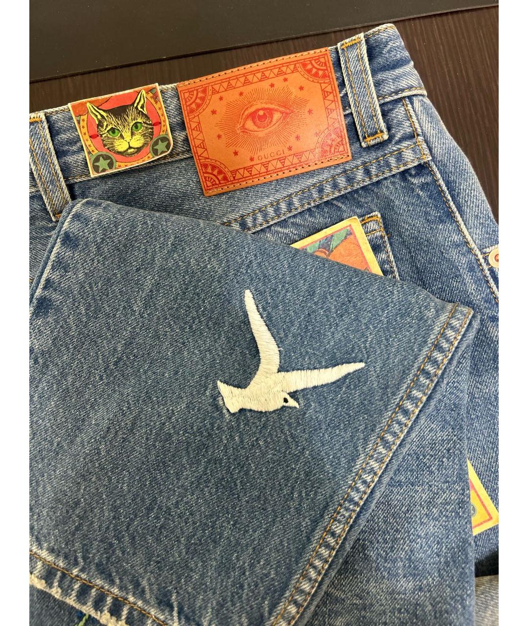 GUCCI Синие хлопко-эластановые прямые джинсы, фото 8