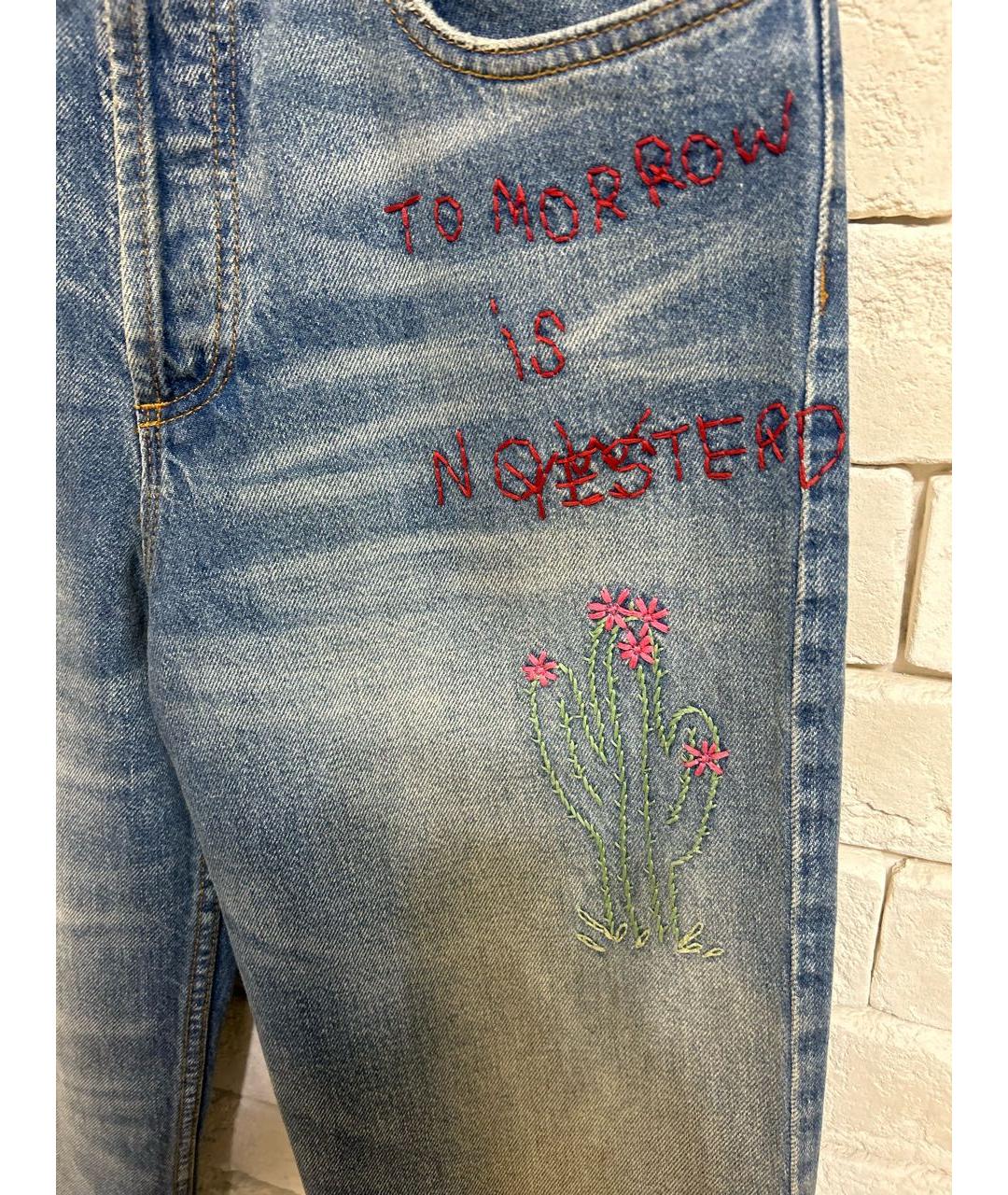 GUCCI Синие хлопко-эластановые прямые джинсы, фото 4