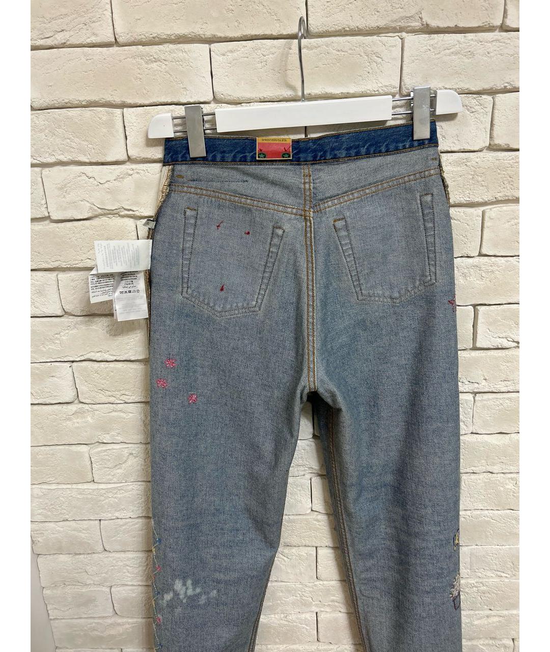 GUCCI Синие хлопко-эластановые прямые джинсы, фото 5