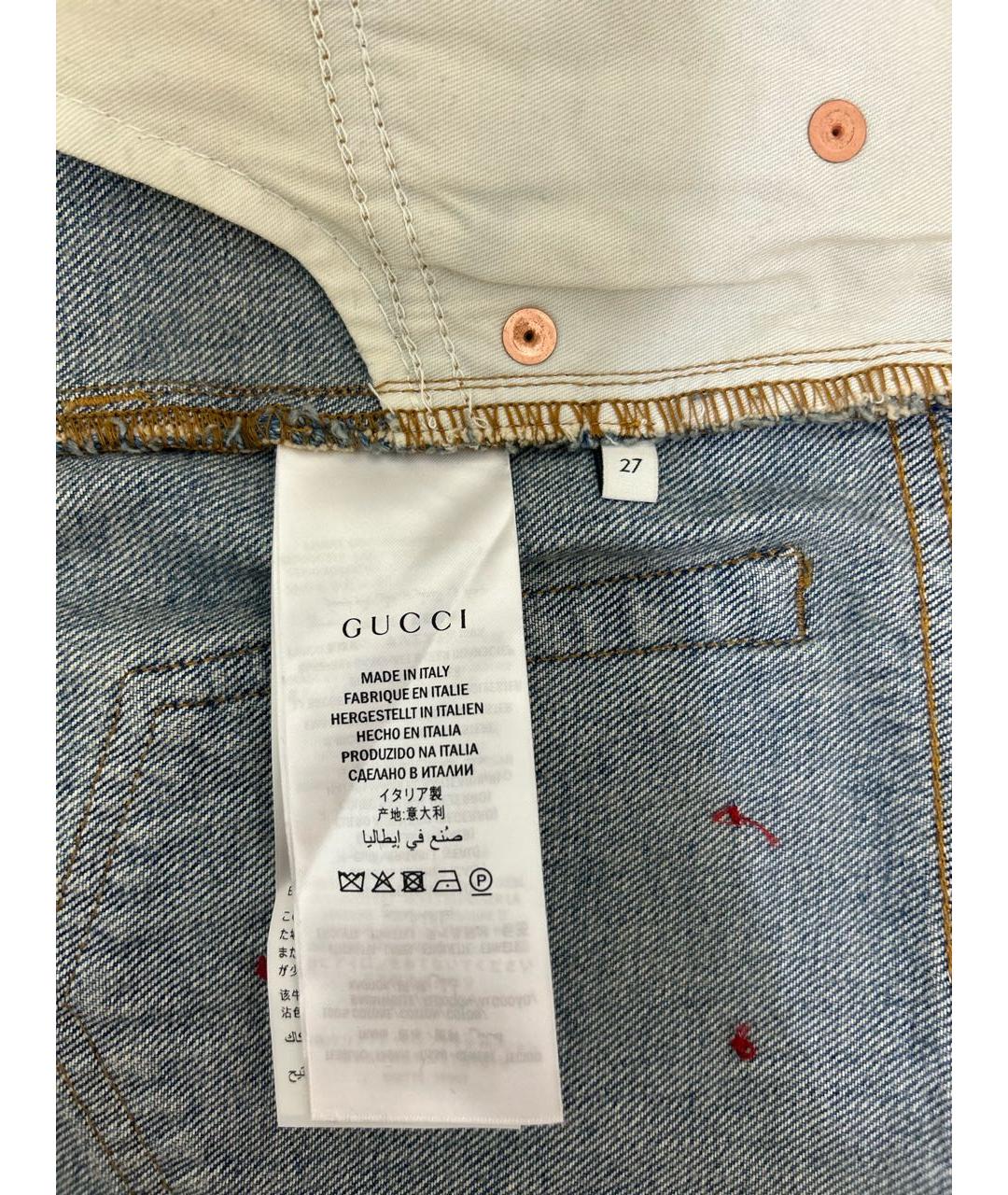 GUCCI Синие хлопко-эластановые прямые джинсы, фото 6