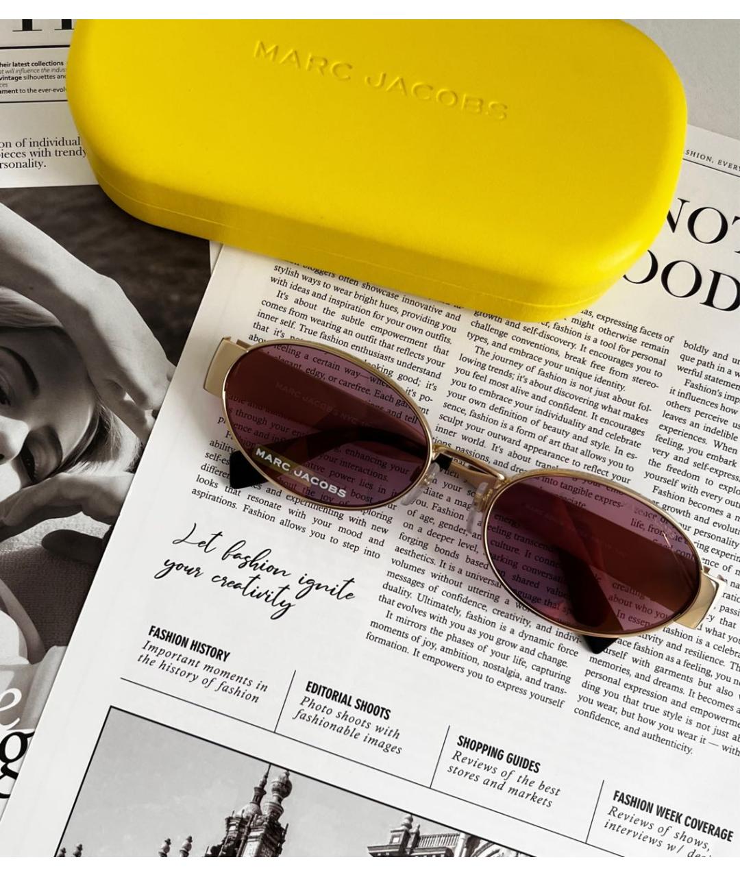 MARC JACOBS Розовые металлические солнцезащитные очки, фото 2