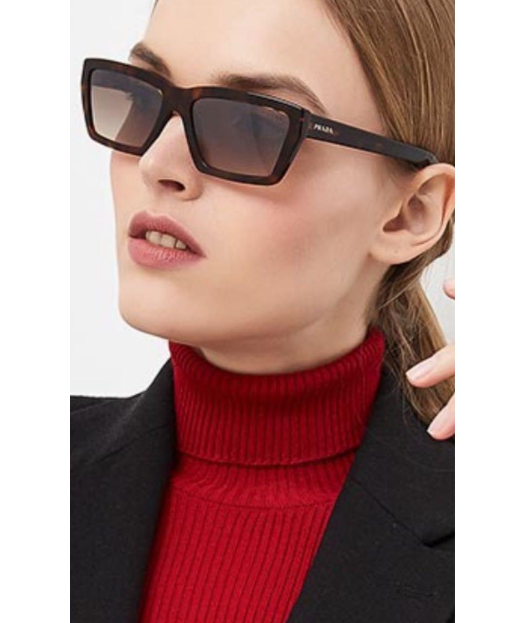 PRADA Коричневые пластиковые солнцезащитные очки, фото 7