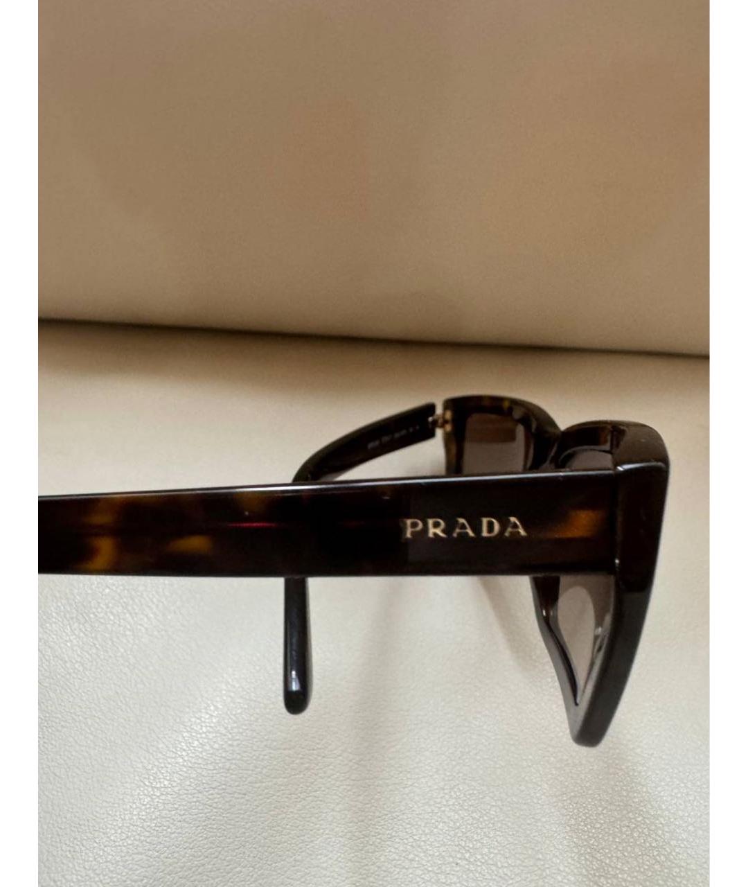 PRADA Коричневые пластиковые солнцезащитные очки, фото 3
