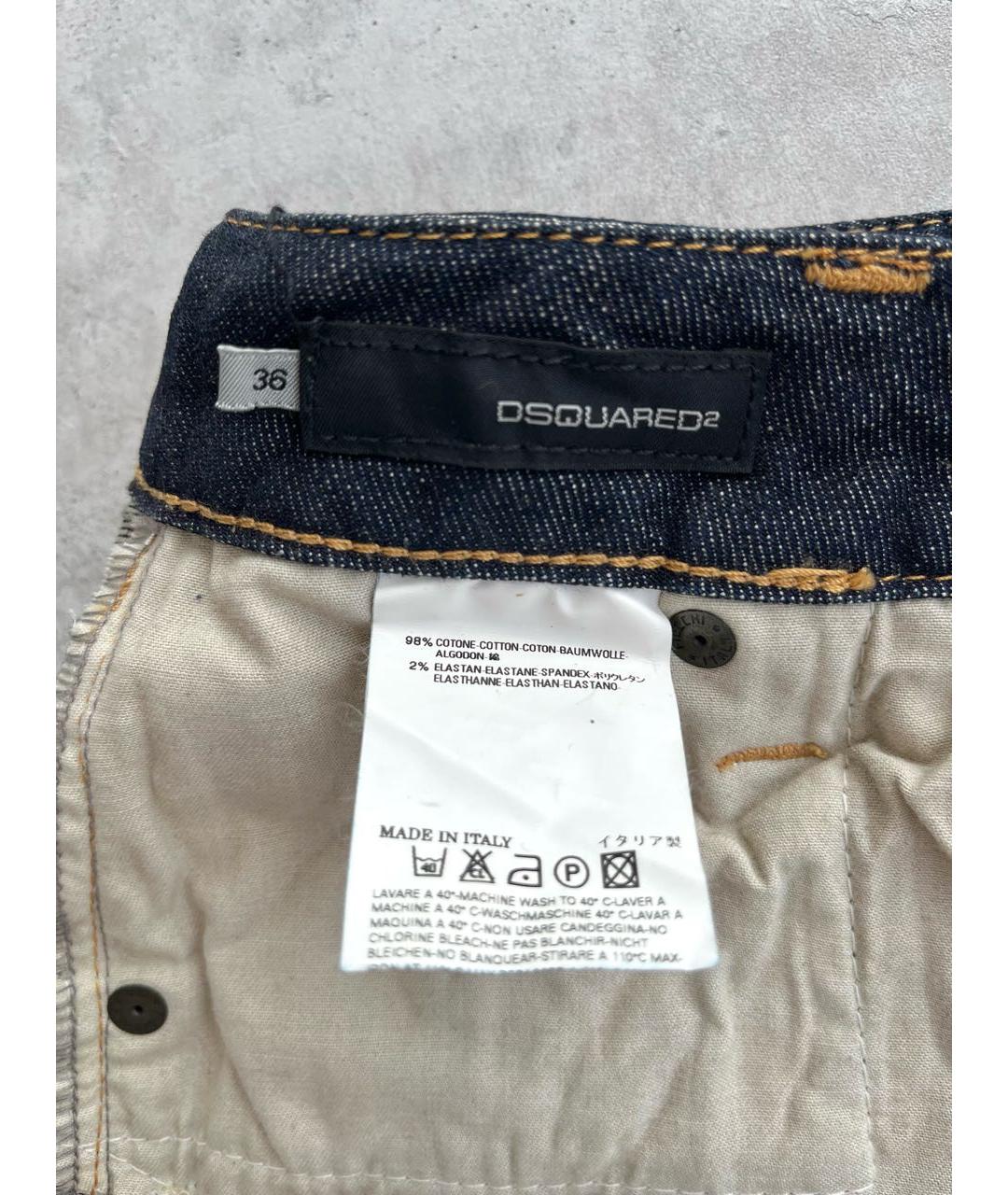 DSQUARED2 Темно-синяя хлопко-эластановая юбка мини, фото 4