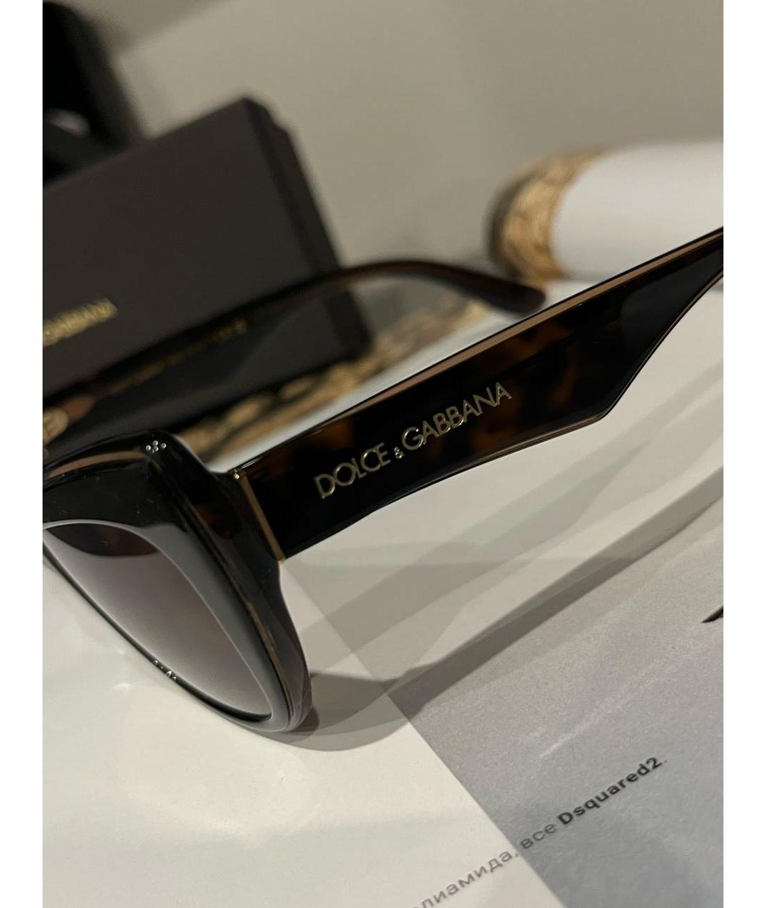 DOLCE&GABBANA Коричневые пластиковые солнцезащитные очки, фото 6