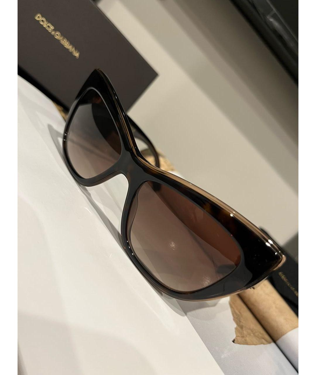 DOLCE&GABBANA Коричневые пластиковые солнцезащитные очки, фото 4