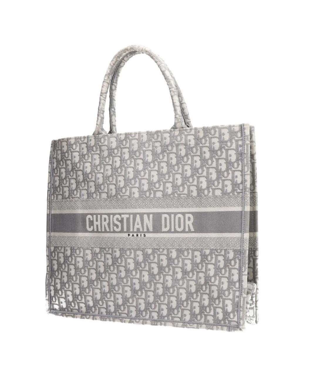 CHRISTIAN DIOR Серая тканевая сумка тоут, фото 2