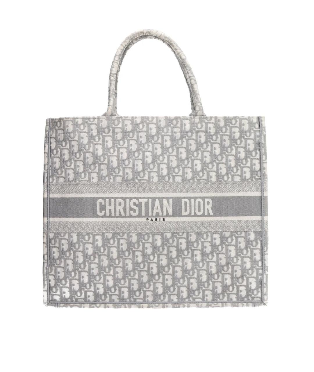 CHRISTIAN DIOR Серая тканевая сумка тоут, фото 9