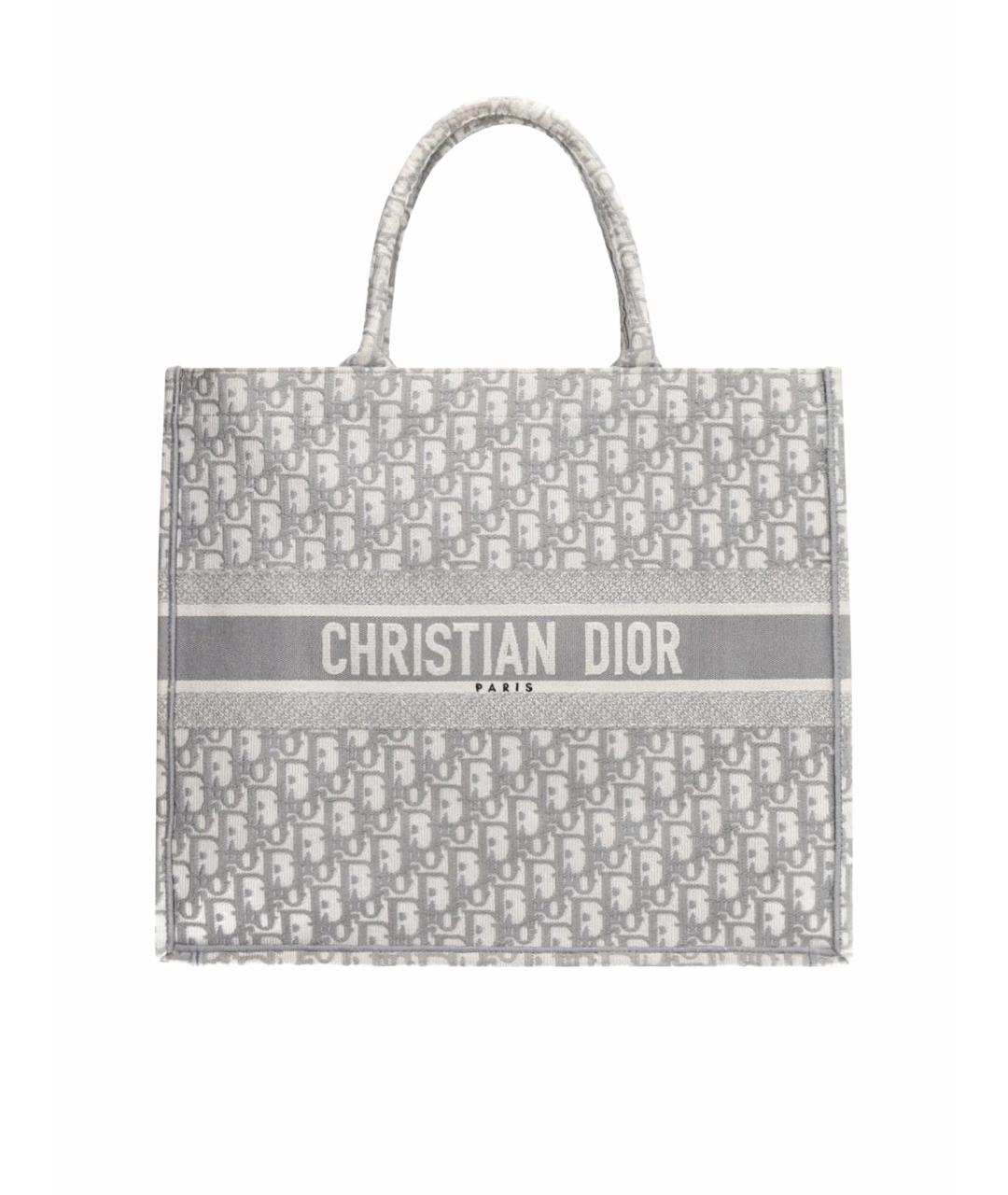 CHRISTIAN DIOR Серая тканевая сумка тоут, фото 1
