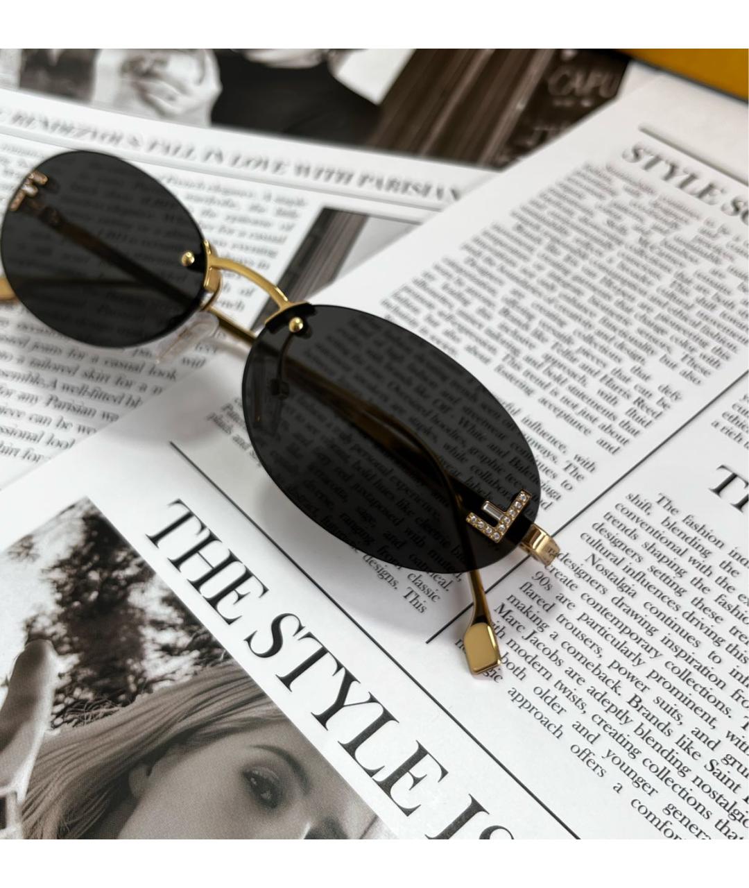 FENDI Черные металлические солнцезащитные очки, фото 4