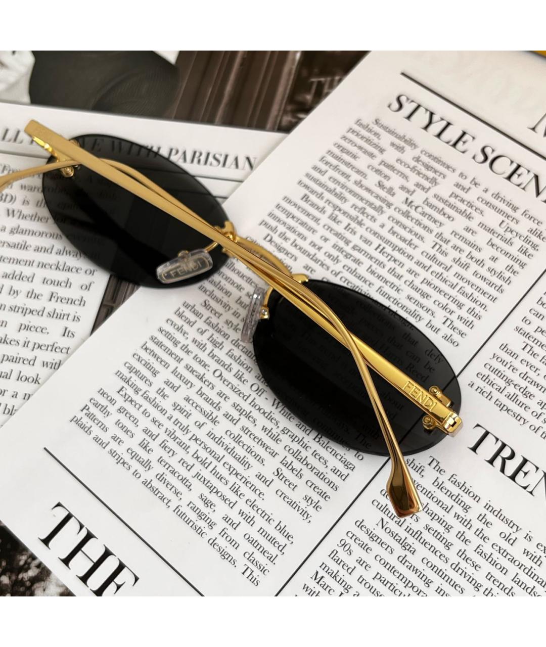 FENDI Черные металлические солнцезащитные очки, фото 6
