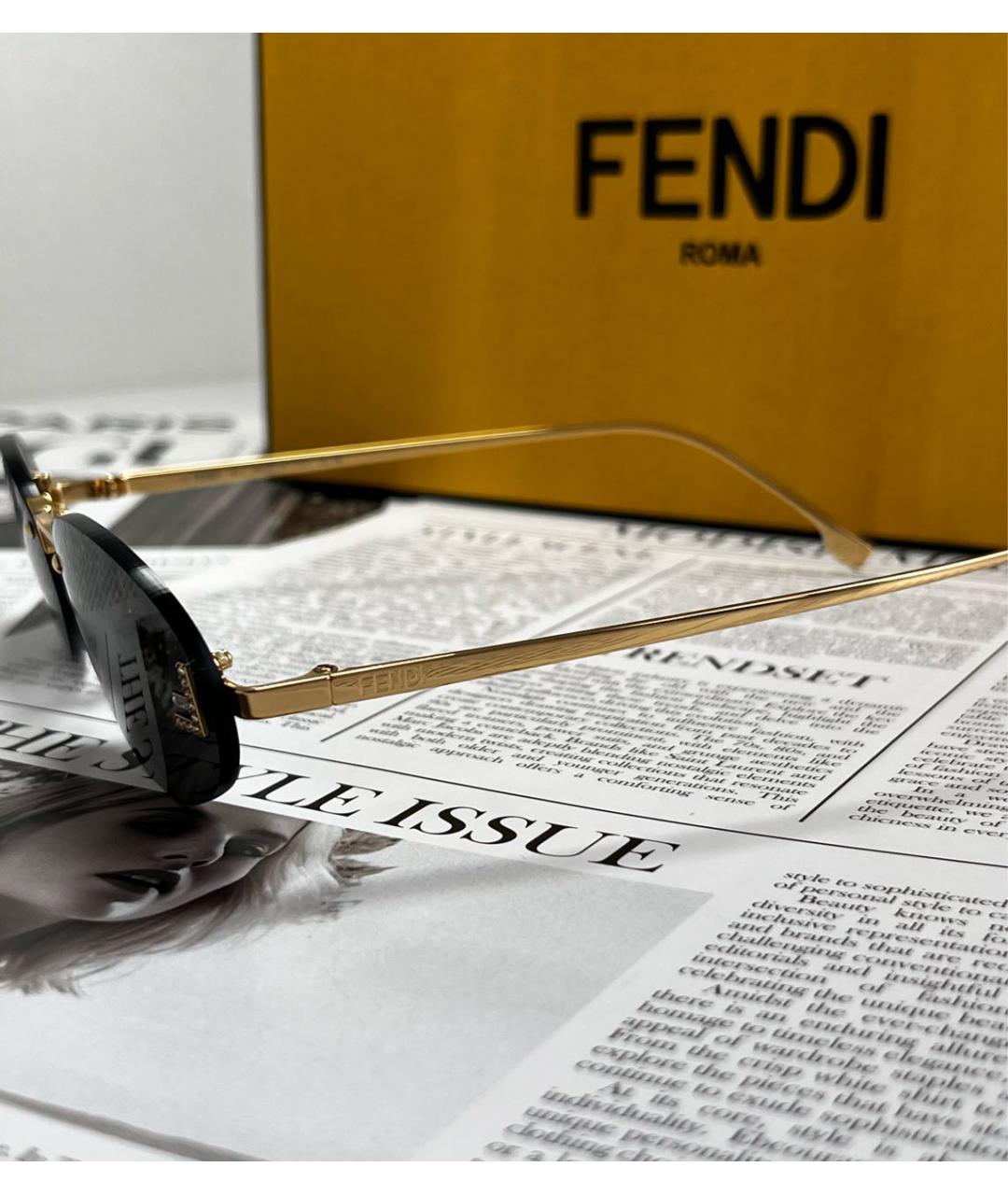 FENDI Черные металлические солнцезащитные очки, фото 5