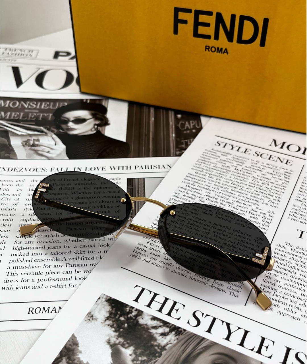 FENDI Черные металлические солнцезащитные очки, фото 2
